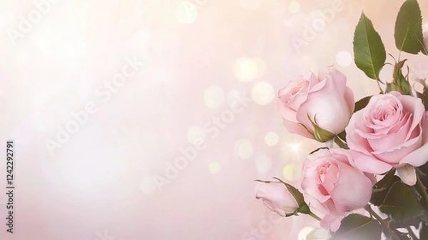 Obraz  Elegant Pink Roses with Soft Focus Bokeh Background