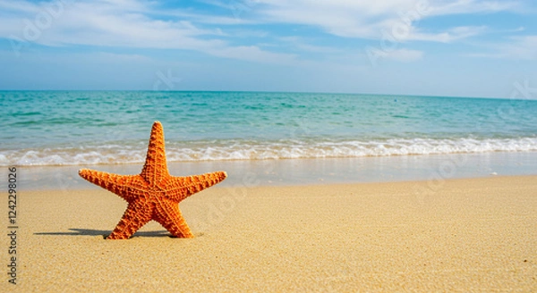 Fototapeta Starfish Resting on the Sand of a Pristine Beach