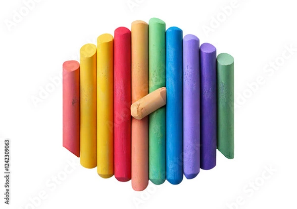 Fototapeta Colorful Chalk Sticks 3D isolated on transparent or white background
