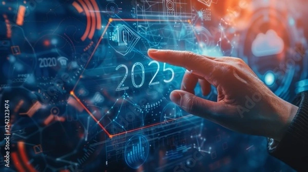 Fototapeta New Year concept. Happy 2025. New Year's Day greeting card. New Year's Eve. New year celebration. "2025 Goals" text. New year's resolution. New year celebration. Business on 2025