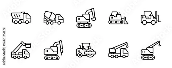 Obraz Heavy vehicles icon set vectot
