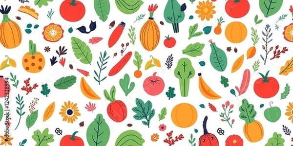 Obraz Vegan-Themed E-commerce Design Elements with Repeat Pattern