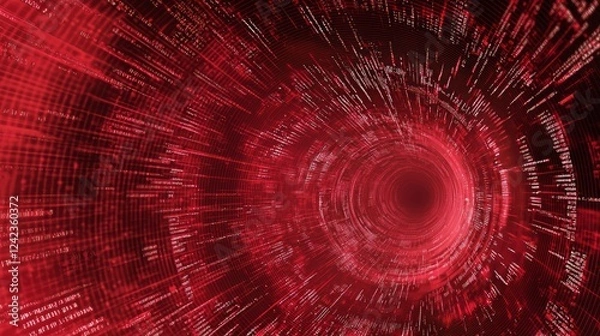 Obraz Swirling Red Spiral with Dynamic Text Elements and Abstract Design
