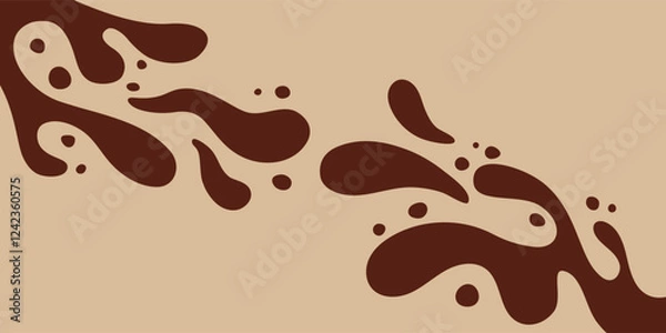 Obraz Coffee or chocolate liquid texture. Cocoa splash vector background. Abstract liquid brown waves illustration.
