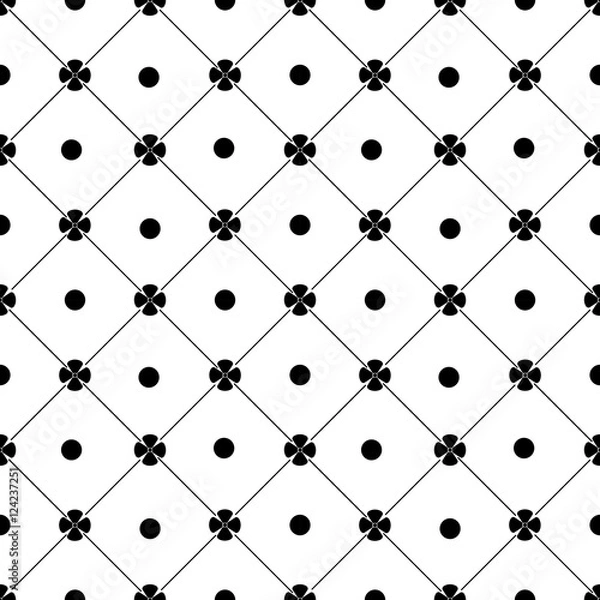 Fototapeta Flower and circle seamless pattern