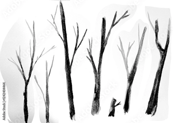 Obraz 木のシルエット-02