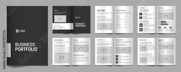 Fototapeta Company brochure template layout design minimal portfolio template  layout design	