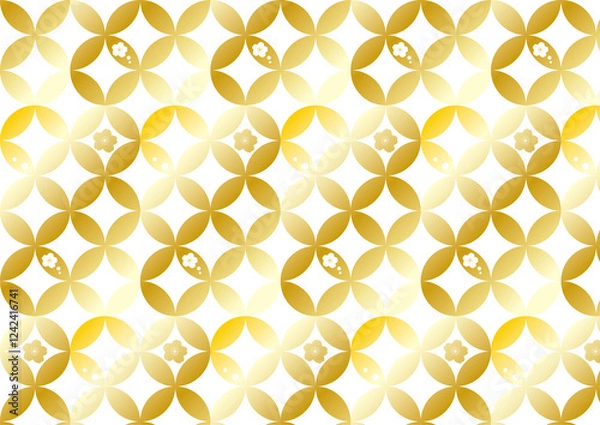 Fototapeta メタリックな七宝と桜の背景素材