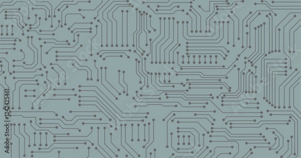 Fototapeta Circuit board seamless pattern isolated on blue background.