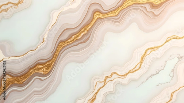 Obraz luxurious jade light-pink marble texture with elegant gold veins, flowing organic patterns, high-resolution