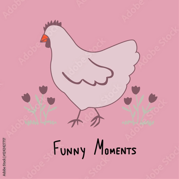 Obraz free vector hen,flower and text design