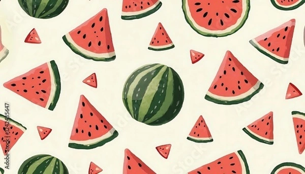 Fototapeta seamless pattern with watermelon