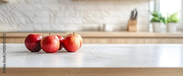 Obraz Red apples sit on a kitchen counter top