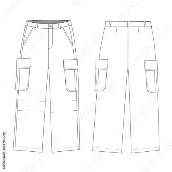 Obraz cargo pants mockup template clothing vector design