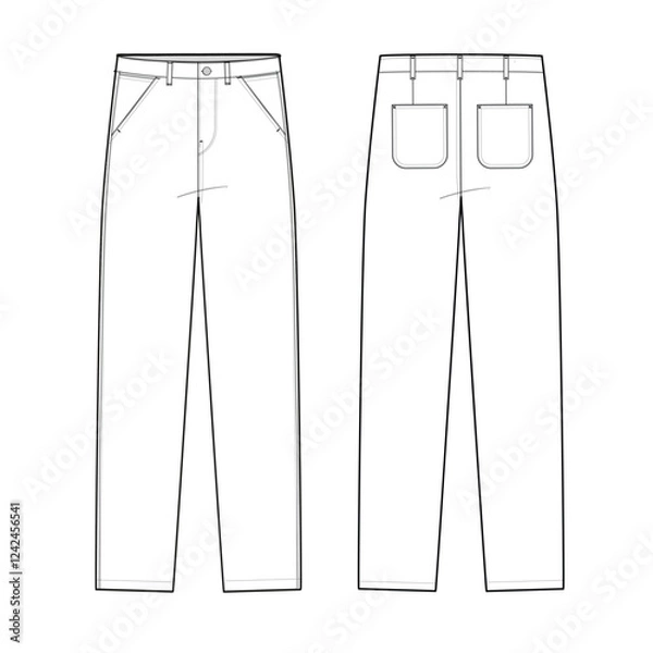 Obraz denim pants mockup template clothing vector design