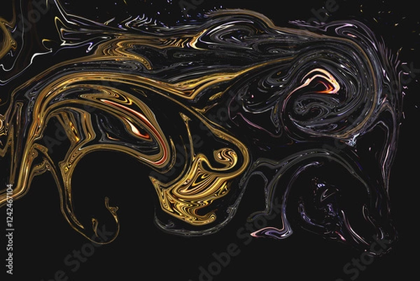 Obraz Glitter gold paint marbled swirl patterns