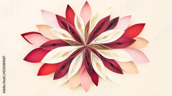 Fototapeta Intricate Thai-Inspired Paper Quilling Art Featuring Traditional Motifs, Vibrant Colors, and Elegant Curves