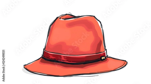 Fototapeta Red Hat Isolated On Plain Background