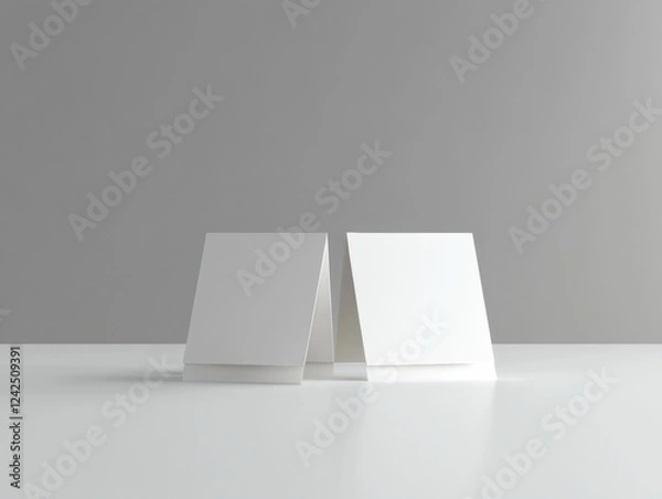 Fototapeta Minimalist Display Card Mockup on White Table for Branding and Advertising  Stationery Design