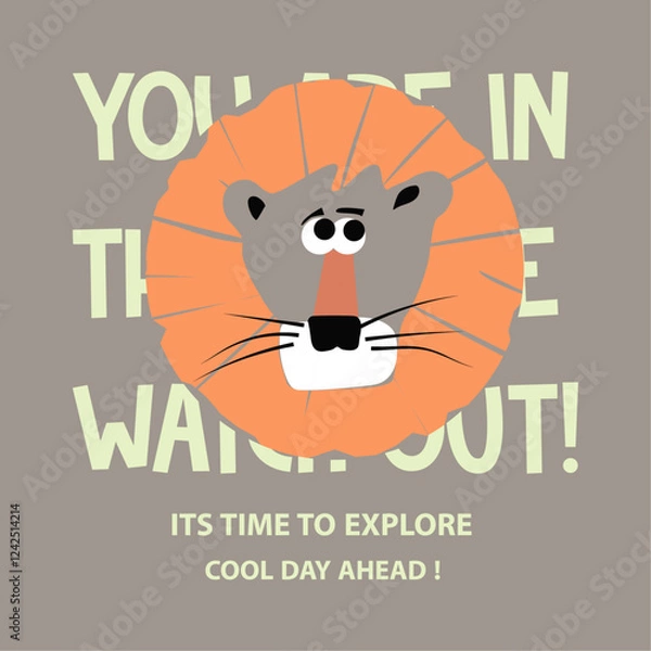 Obraz free vector cute cat face and text t-shirt design.