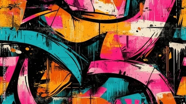 Obraz Captivating grunge graffiti pattern perfect for various projects.