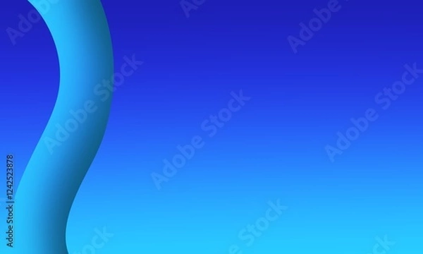 Fototapeta An abstract artwork with a blue-to-navy gradient background and a bright blue curved line on the left side, conveying a sense of simplicity, modernity, and fluidity.