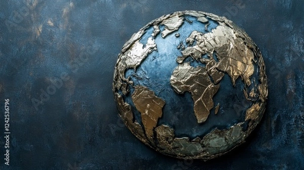 Obraz Metallic texture shaped earth