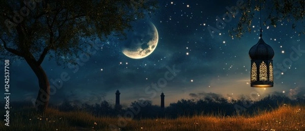 Fototapeta copy space with ramadhan theme. ramadhan copy space. 