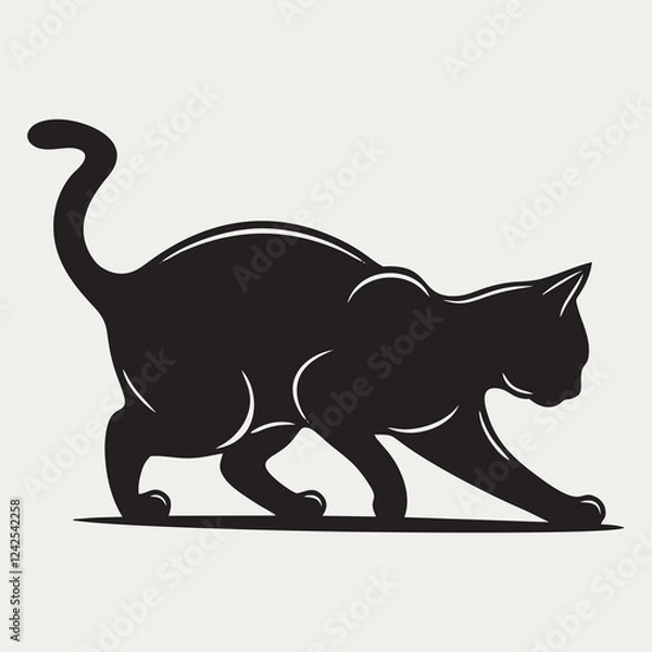 Fototapeta Dynamic Running Cat Silhouette Vector Illustration