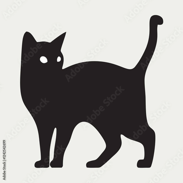 Fototapeta Dynamic Running Cat Silhouette Vector Illustration