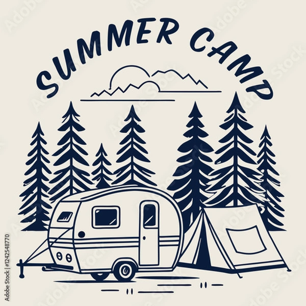 Fototapeta Camper Van Adventure Vector Art