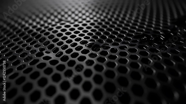 Fototapeta Black Carbon Fiber Background with a Dark Hexagonal Grid for Modern and Futuristic Designs