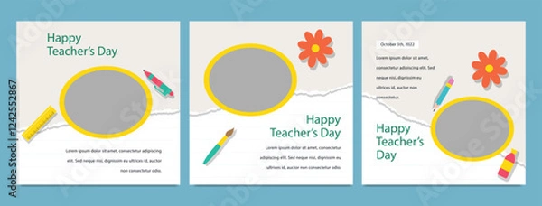 Fototapeta World Teachers Day creative concept banner, poster, social media post, template, background, Teacher day post card design. Happy Teachers Day creative idea.