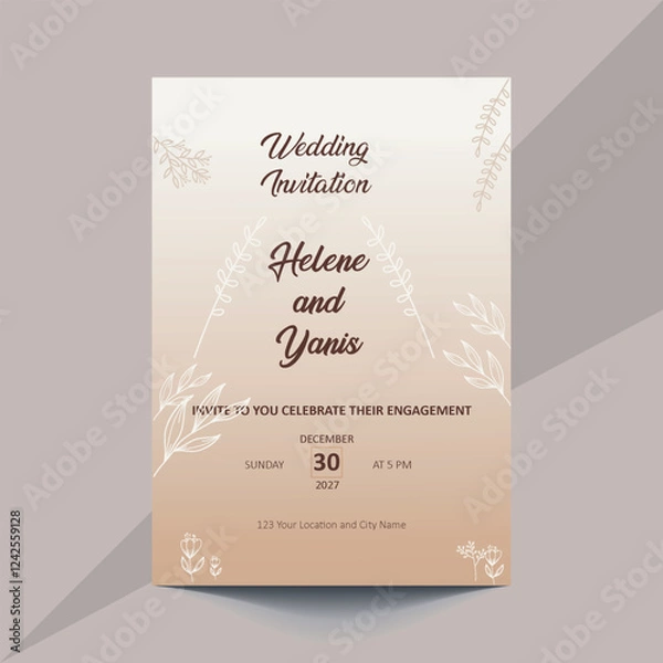 Fototapeta Elegant wedding invitation template featuring floral designs and customizable text for a personalized touch
