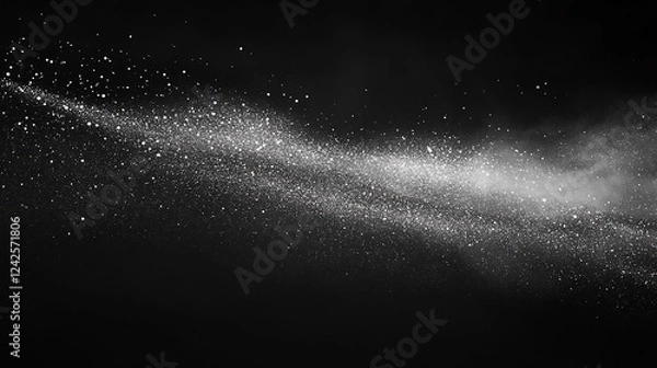 Fototapeta A soft, textured white smoke puff gently spreading, isolated against a dark background white smoke puff gently spreading, isolated against a dark background
