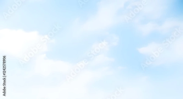 Obraz Soft powder pastel sky blue cloud white abstract background. Airy gradient. Light gentle fresh aesthetic