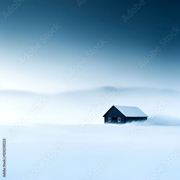 Obraz Lonely Snow Covered Cabin in a Winter Blizzard