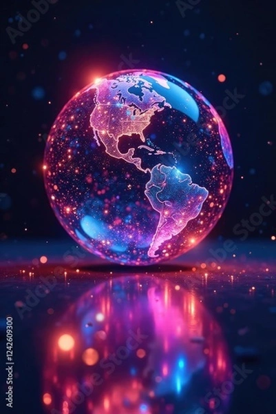 Fototapeta A kaleidoscope of colors within a glowing globe, radiant spheres, luminous displays