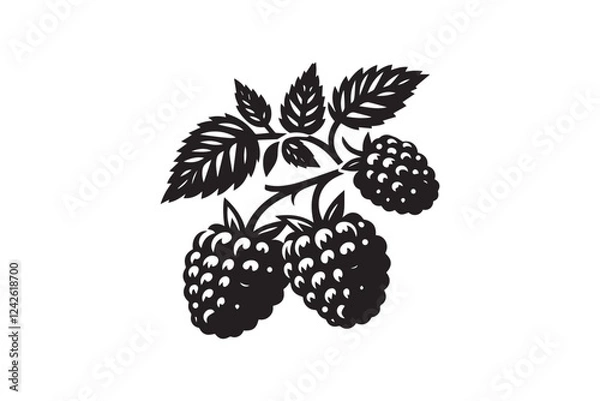 Obraz raspberry vector silhouette isolated in white background