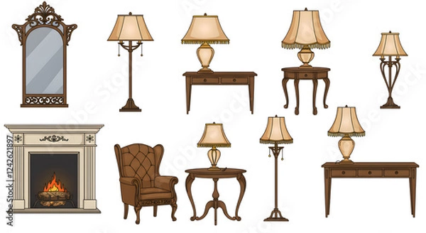 Fototapeta Furniture and lamps generative AI
