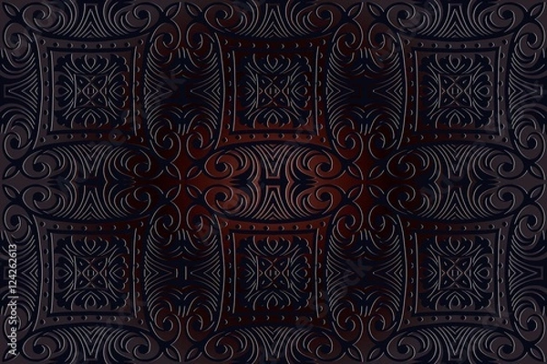 Fototapeta retro abstract symmetrical pattern embossed art deco light bronze