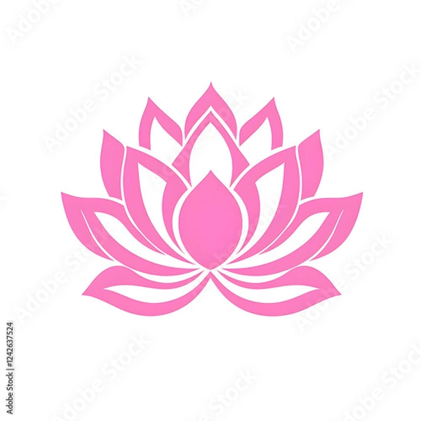 Fototapeta Pink Lotus Flower Symbol on a Solid Background for Design Elements
