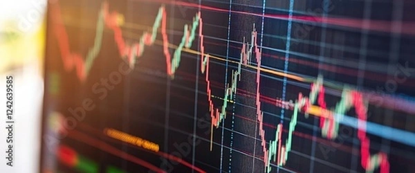 Fototapeta Transparent financial chart showing rising market trends in real time