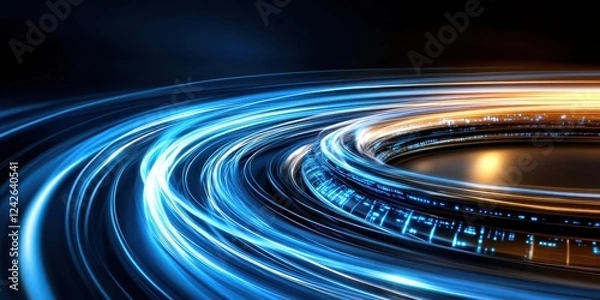 Obraz Dynamic blue light abstract scene futuristic environment digital art vibrant composition high-tech design