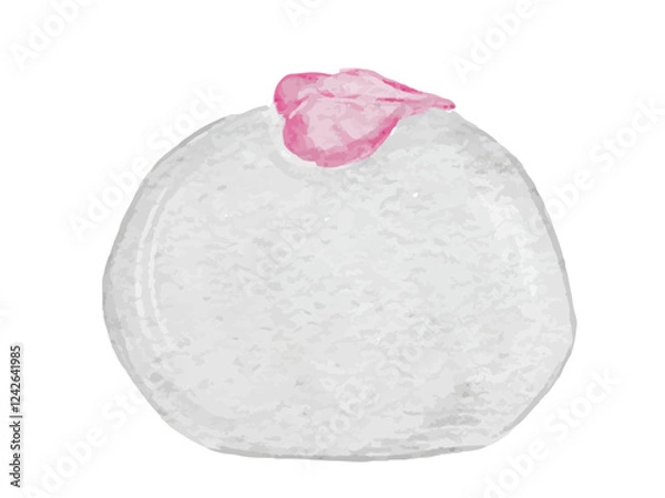 Obraz 水彩で描いた和菓子の桜饅頭のシンプルな日本のイラスト素材