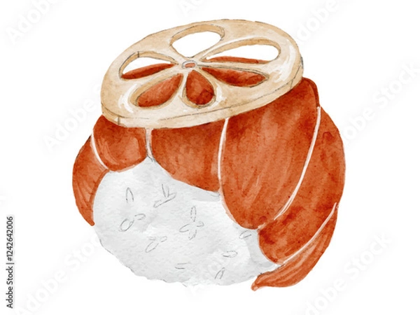 Obraz 水彩で描いた和食の手毬寿司のシンプルな日本食のイラスト素材