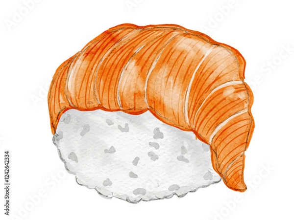 Obraz 水彩で描いた和食の手毬寿司のシンプルな日本食のイラスト素材