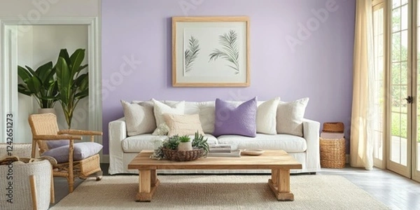 Fototapeta Lavender Walls Elegant Living Room Decor