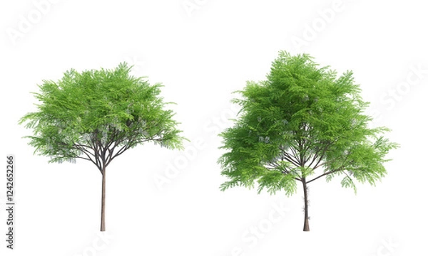 Fototapeta Honey Locust tree set front view png alpha channel