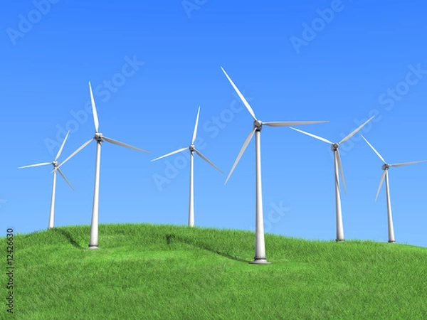 Obraz white wind turbines